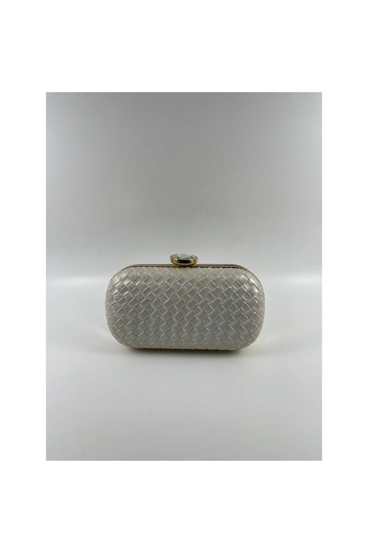 Ivory Woven Leather Clutch