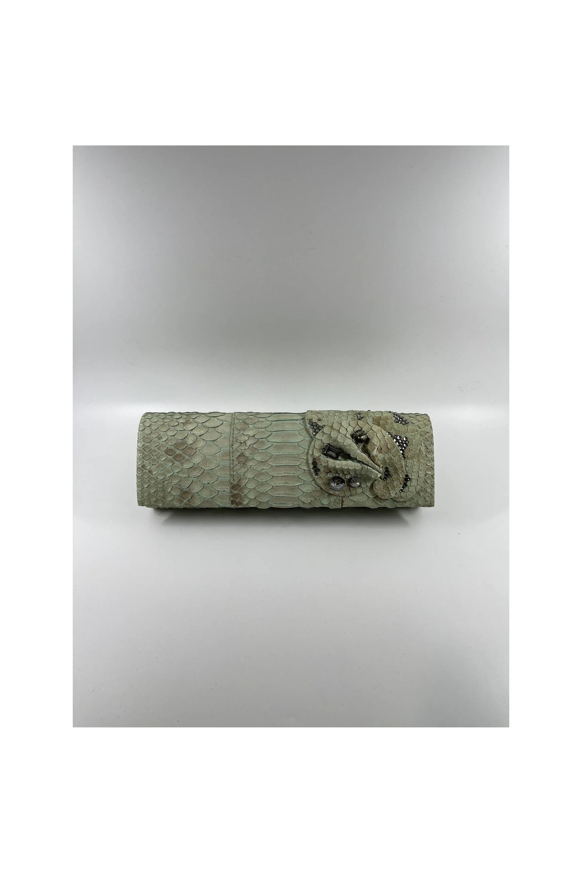 Sage Snake Skin Clutch