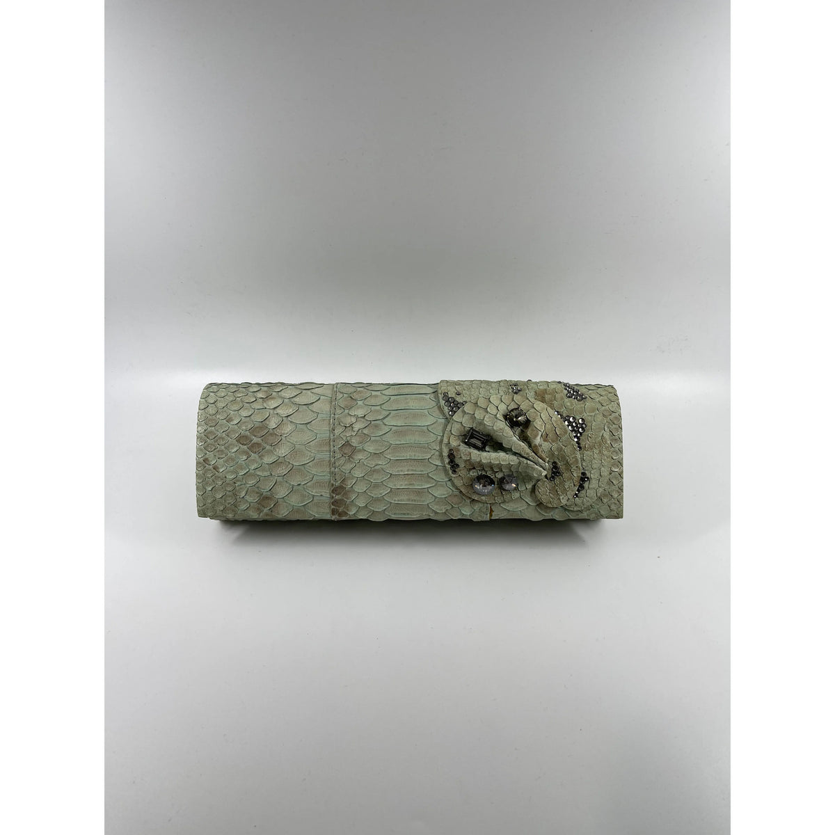 Sage Snake Skin Clutch
