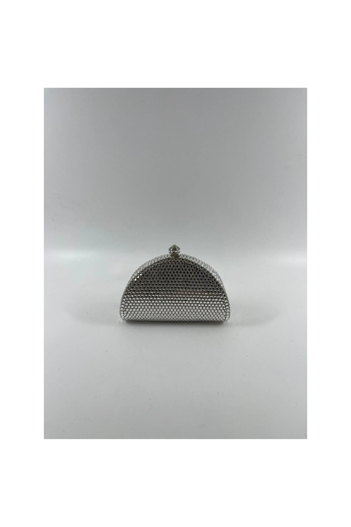 Half-Moon Silver/Grey Crystal Mini Clutch