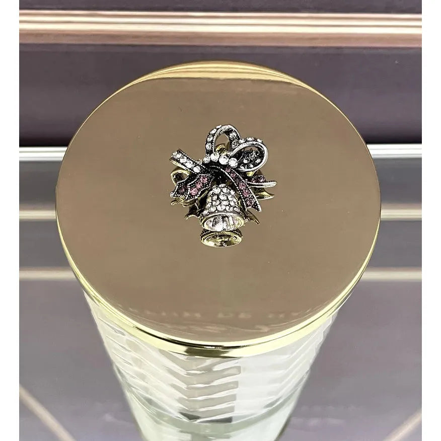 COTE NOIRE - XMAS BELL LID & WHITE HERRINGBONE CANDLE WITH TASSEL