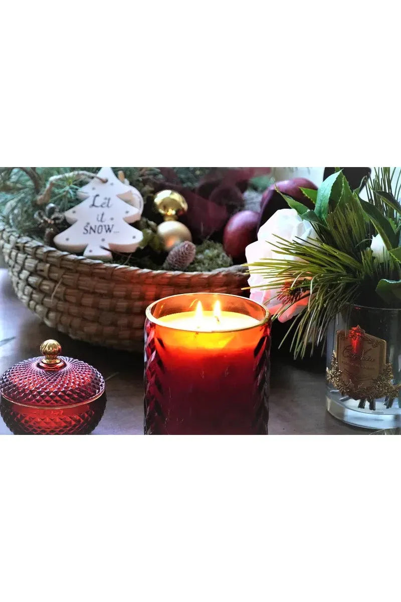 COTE NOIRE - XMAS DEER LID & RED HERRINGBONE CANDLE