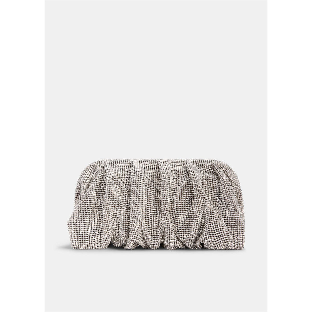Silver Crystal Slouch Clutch
