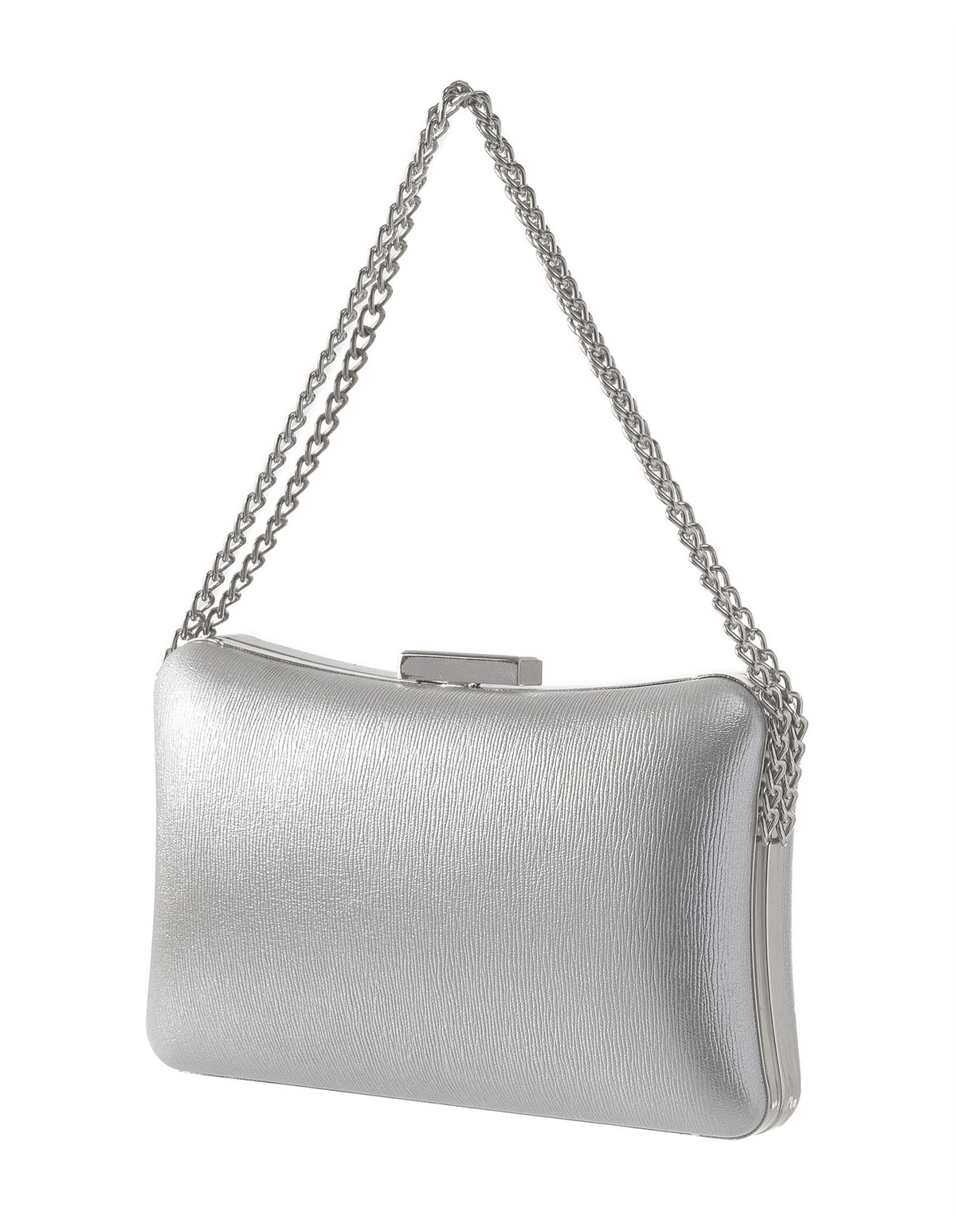 GREGORY LADNER | AVA SIDE CHAIN METALLIC EVENING CLUTCH - Silver