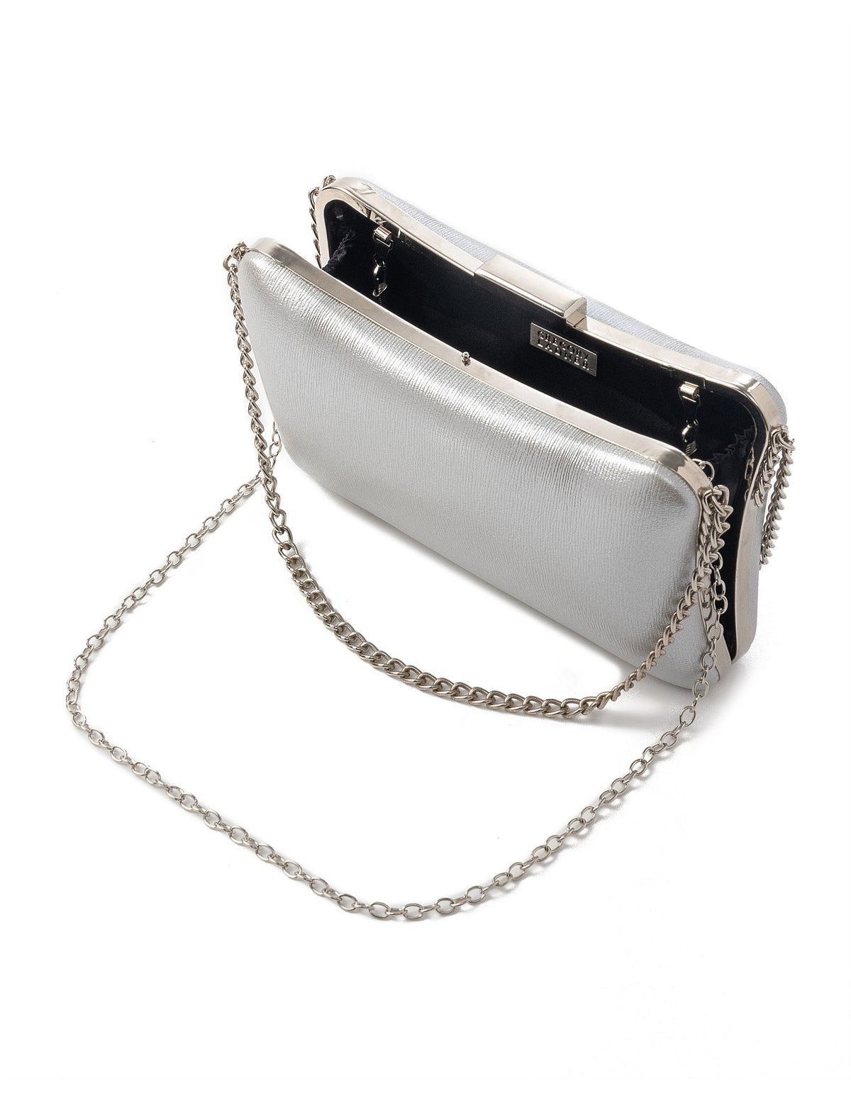 GREGORY LADNER | AVA SIDE CHAIN METALLIC EVENING CLUTCH - Silver