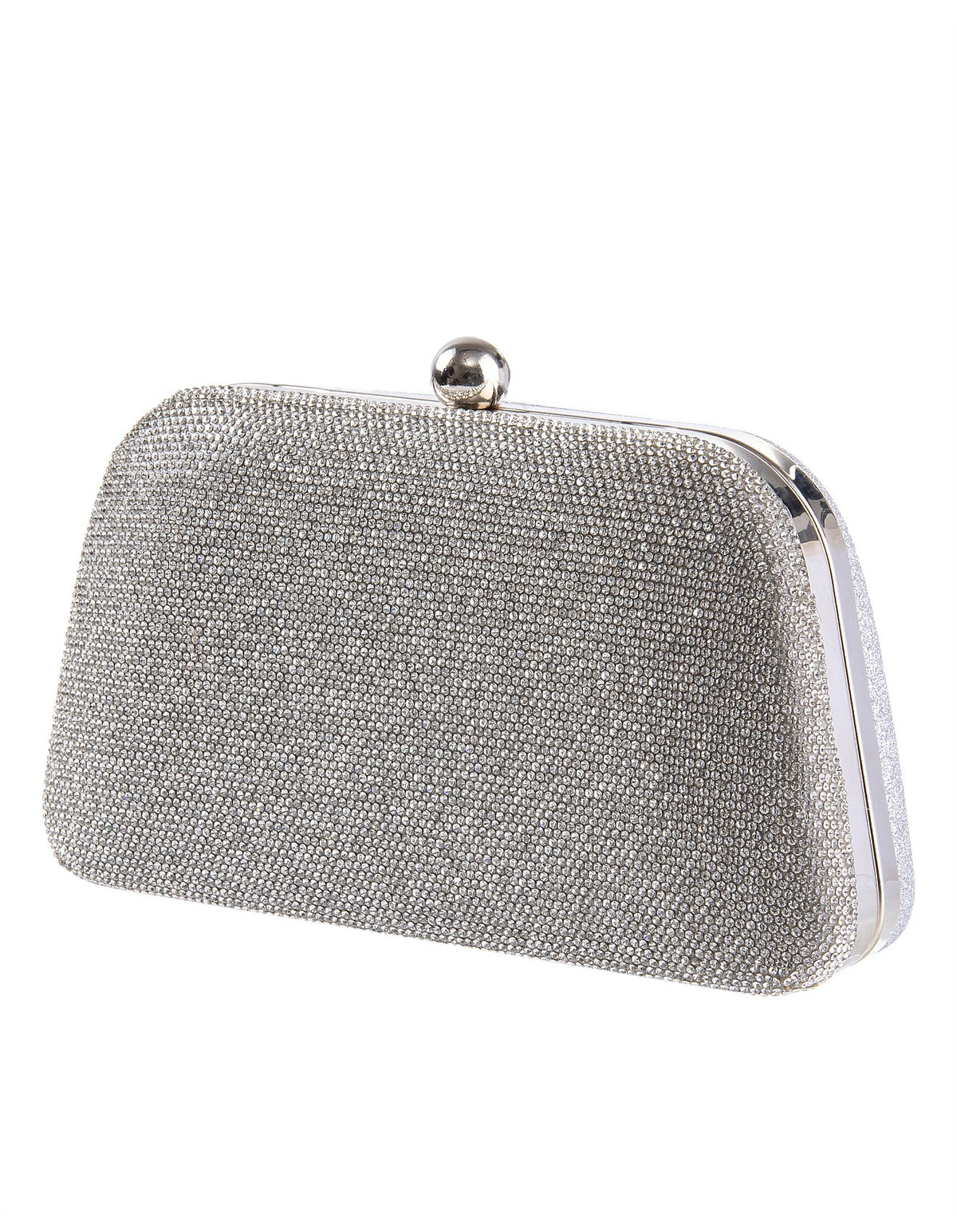 GREGORY LADNER | GINA CRYSTAL FRAME HANDLE EVENING BAG - Silver