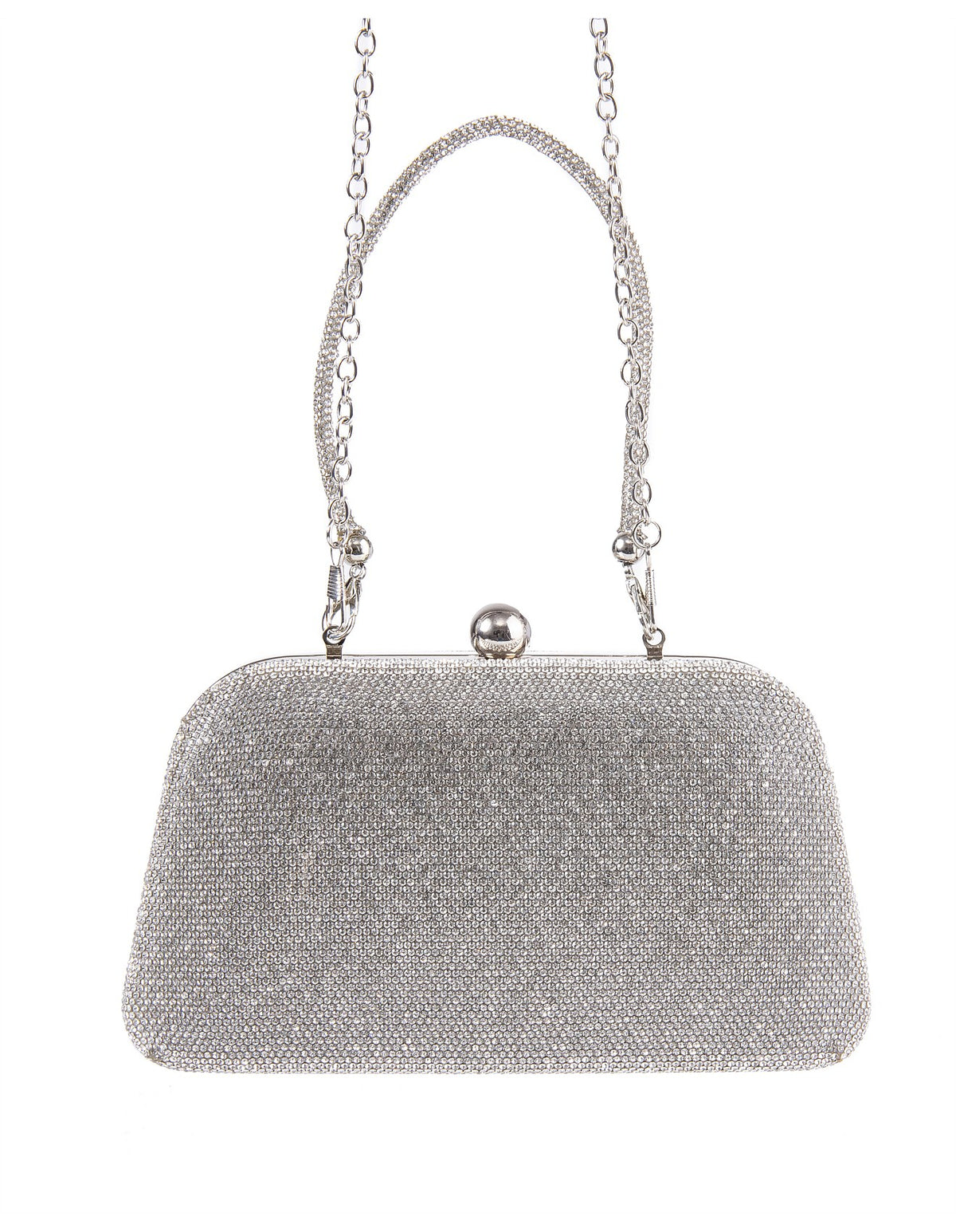 GREGORY LADNER | GINA CRYSTAL FRAME HANDLE EVENING BAG - Silver