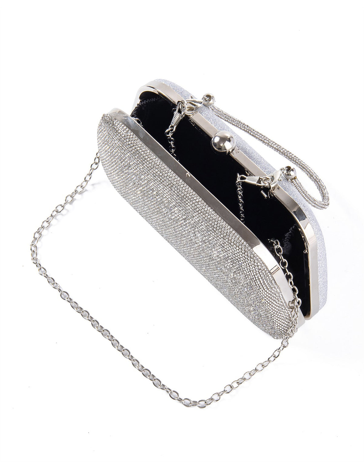 GREGORY LADNER | GINA CRYSTAL FRAME HANDLE EVENING BAG - Silver