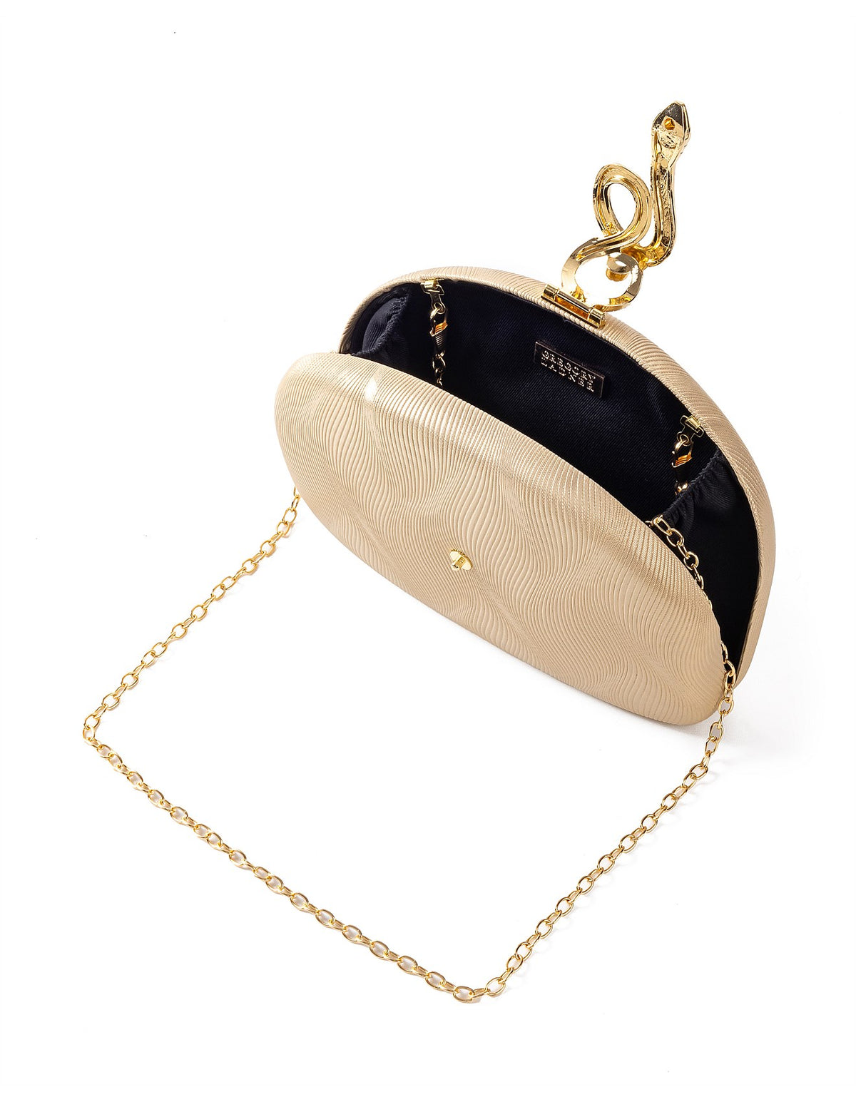 GREGORY LADNER | PU CLUTCH WITH SNAKE CLASP - Gold