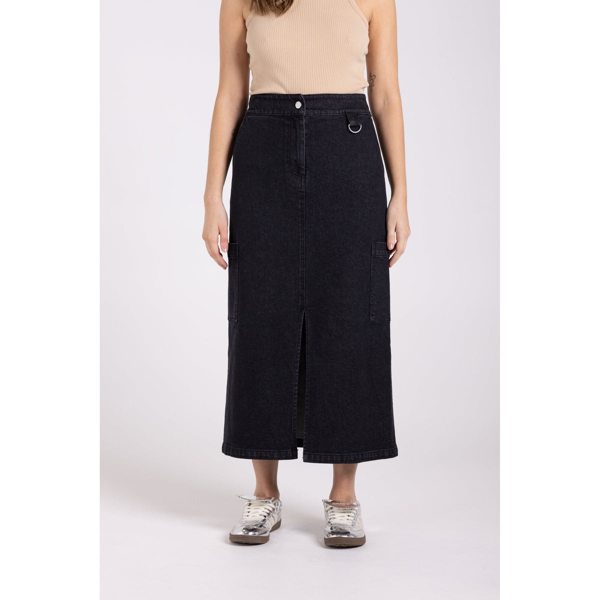 TWO T&#39;s | Denim Midi Cargo Skirt