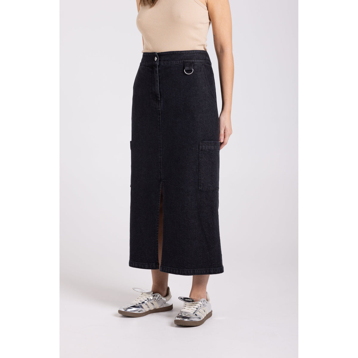 TWO T&#39;s | Denim Midi Cargo Skirt