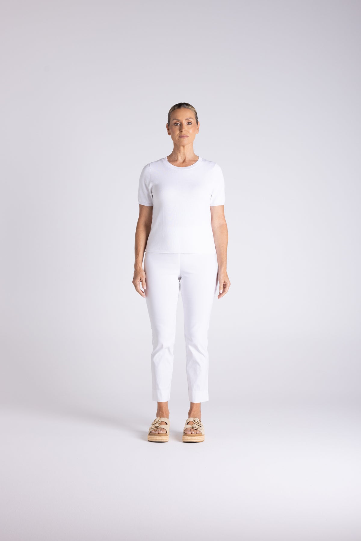 Two T's |Tape Yarn Knit Shirt - White