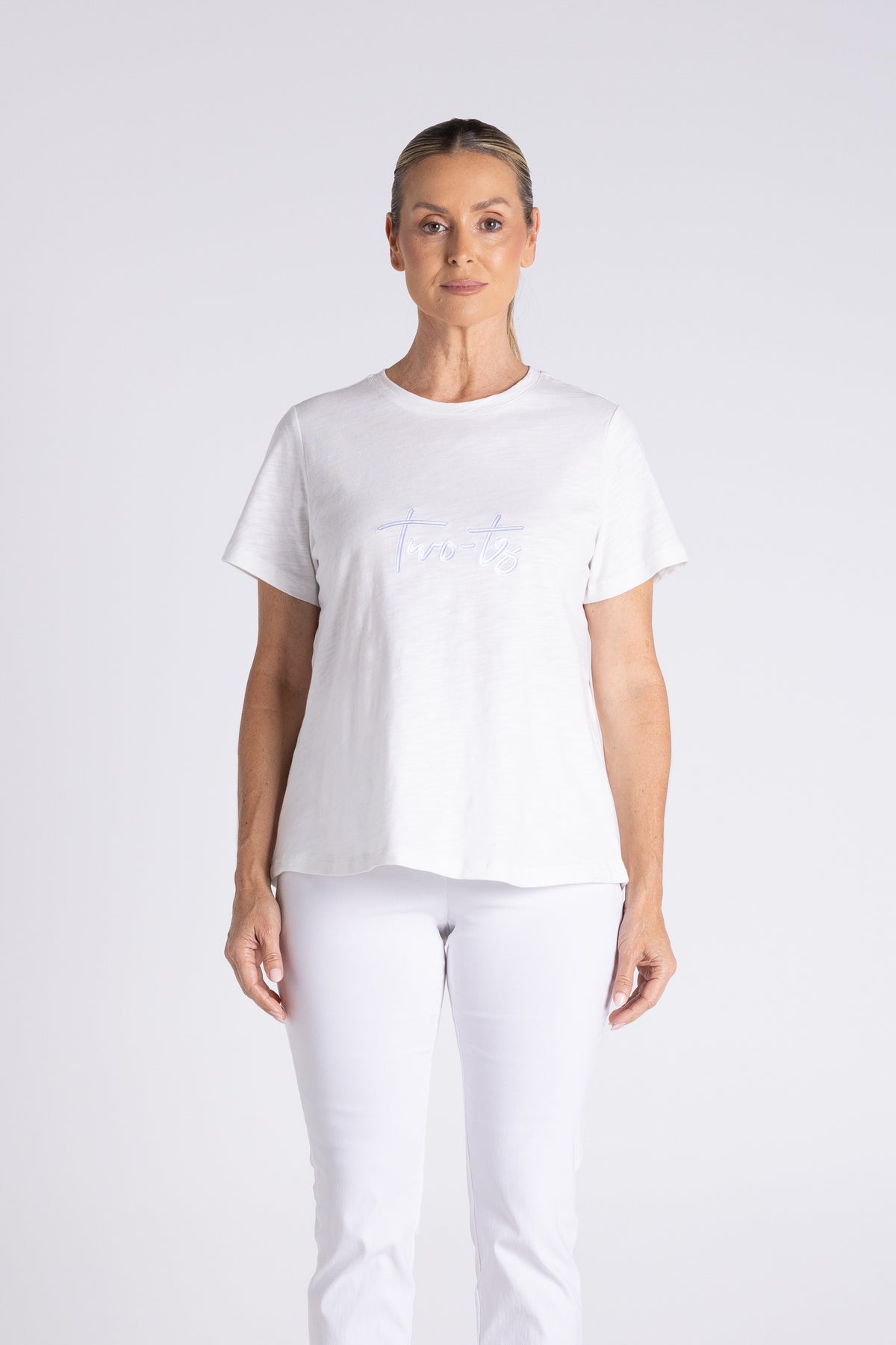 Two T's | Crew Neck T-Shirt with Embroidered Logo