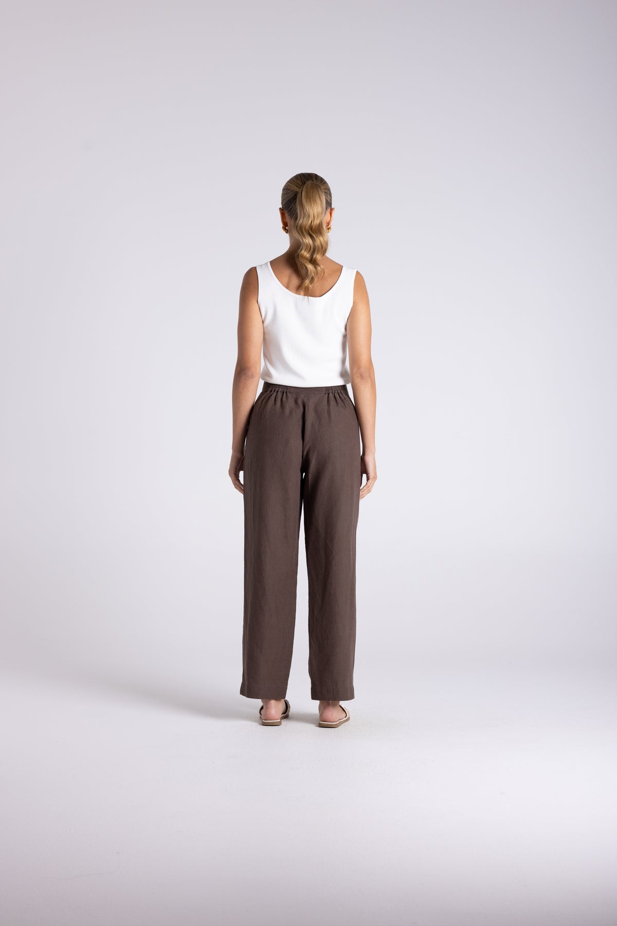 Two T's | Luna 7/8 Linen Pant - Chestnut