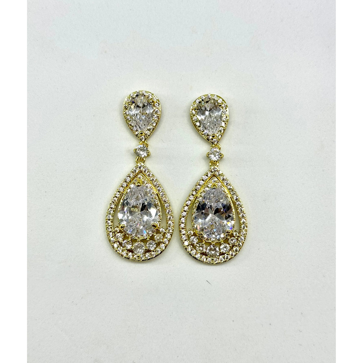 MARIBELLE | Cubic Zirconia Clear and Gold Almond Drop
