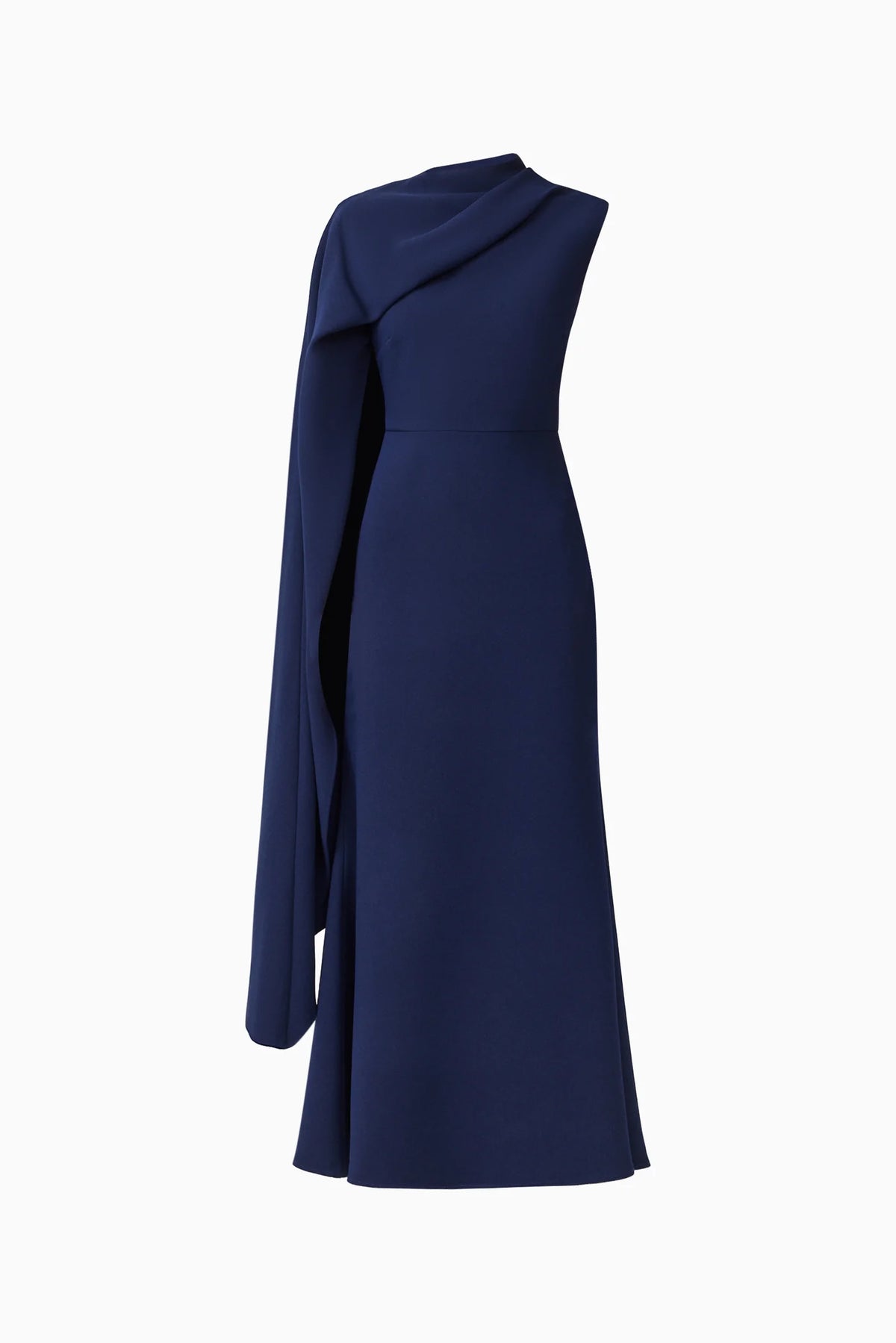 ELLIATT | Leonara Asymmetric Cape Maxi Dress in Deep Navy