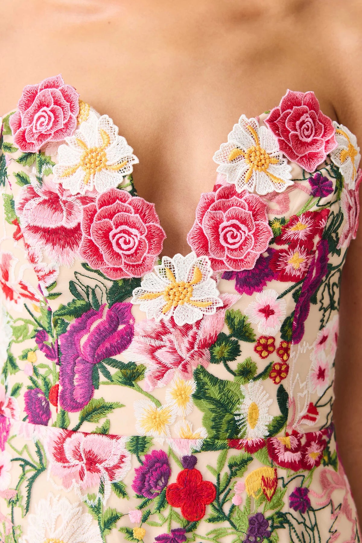 ELLIATT | FLORA STRAPLESS GOWN - Pink & Green Floral