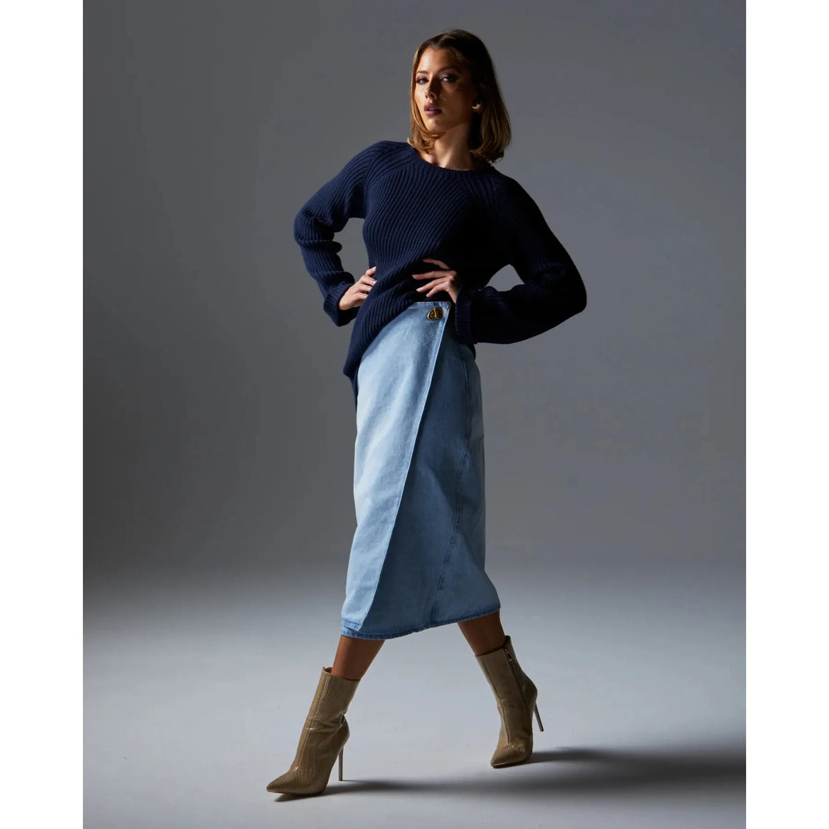 FATE &amp; BECKER | FLIGHT DENIM WRAP SKIRT