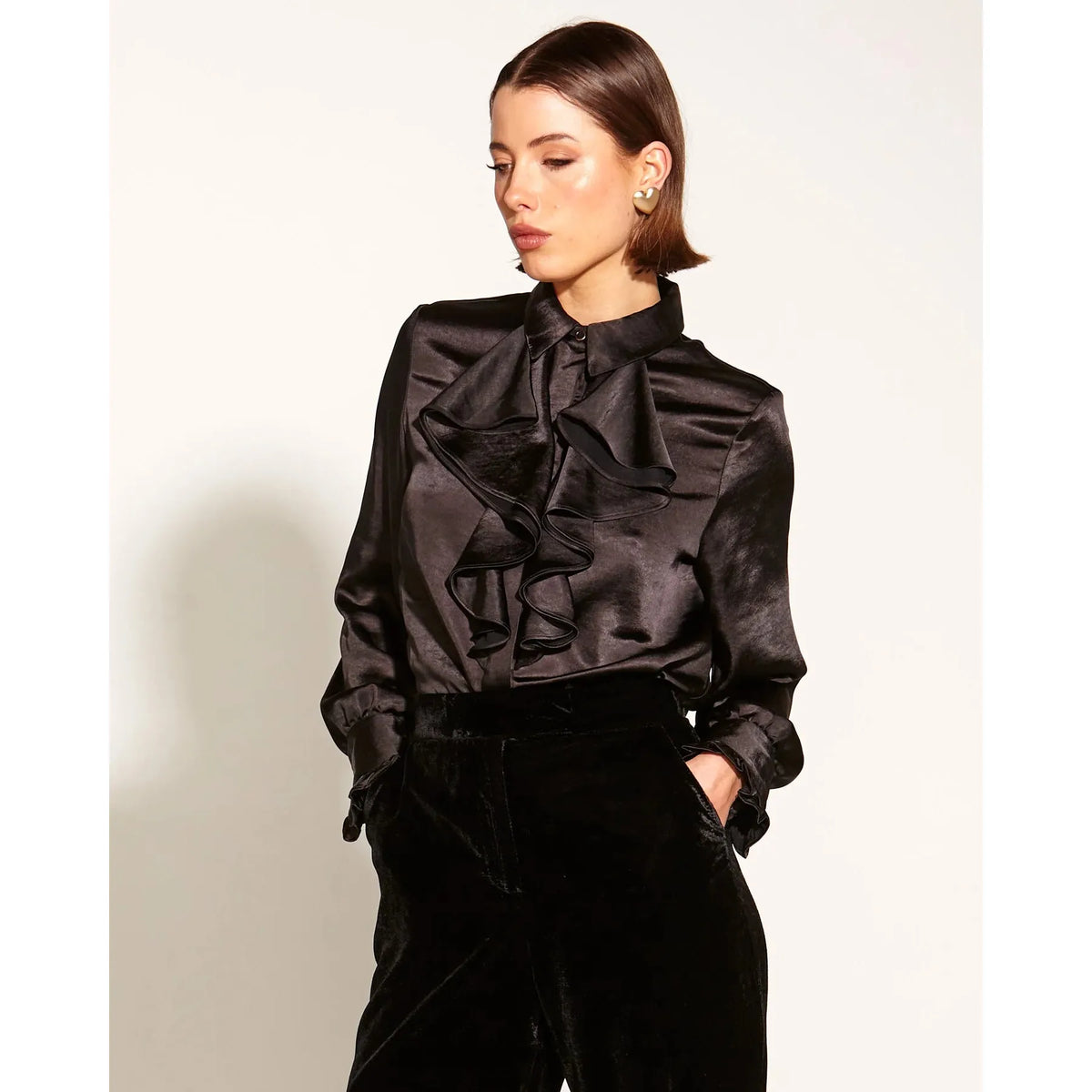 FATE + BECKER | Only She Knows Ruffle Shirt - Black