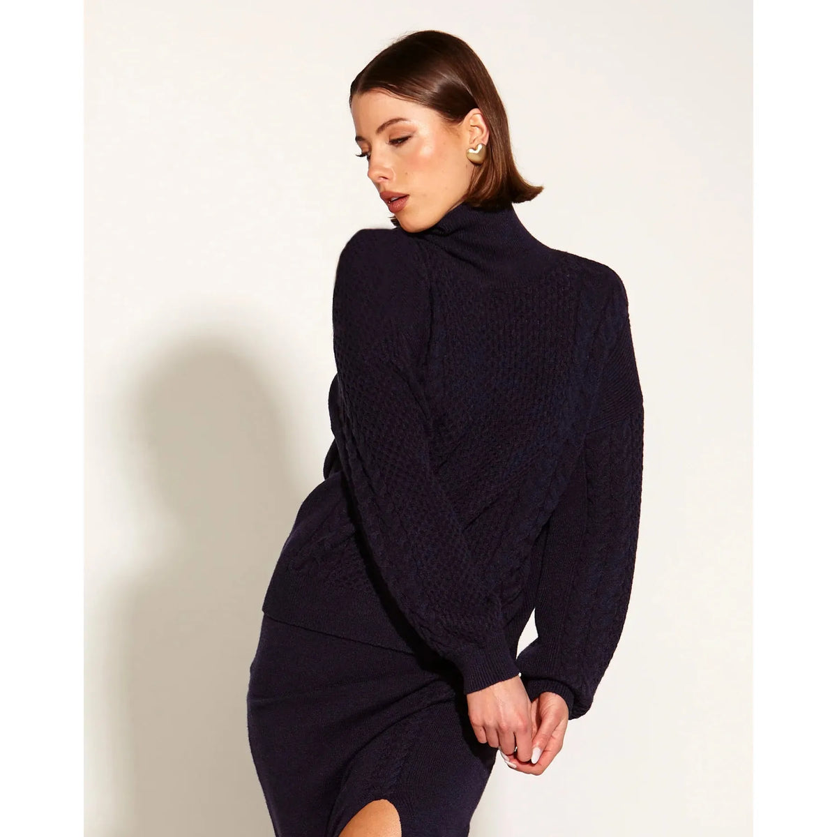 FATE + BECKER | Treasure Turtleneck Cable Knit - Navy