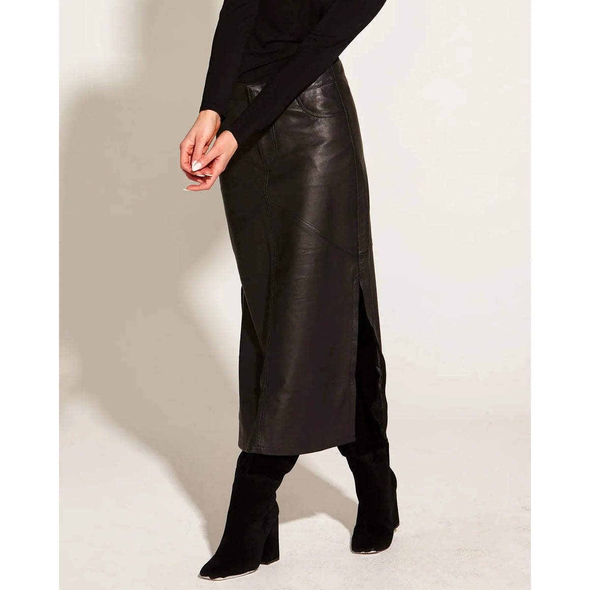 FATE + BECKER | Underground Leather Midi Skirt