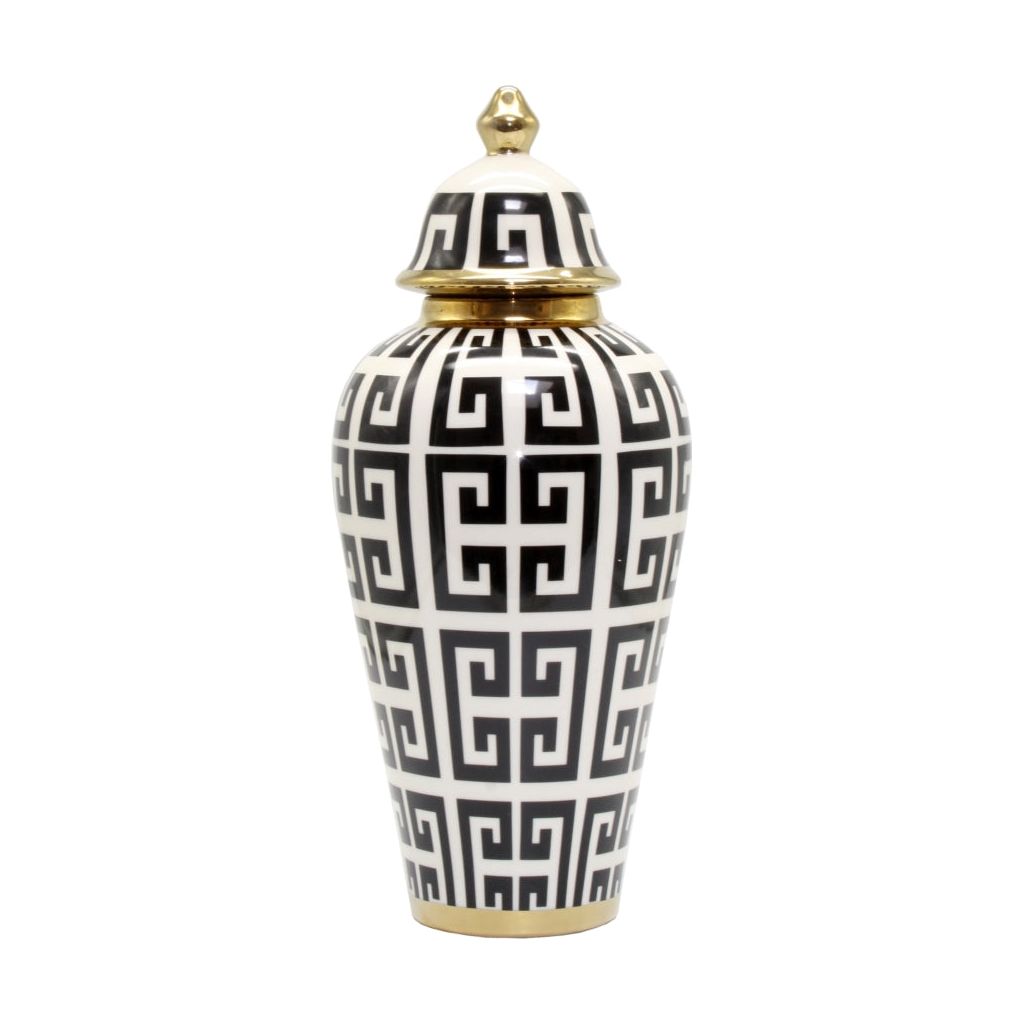 JAR TEMPLE - WHITE/GOLD GRECIAN KEY