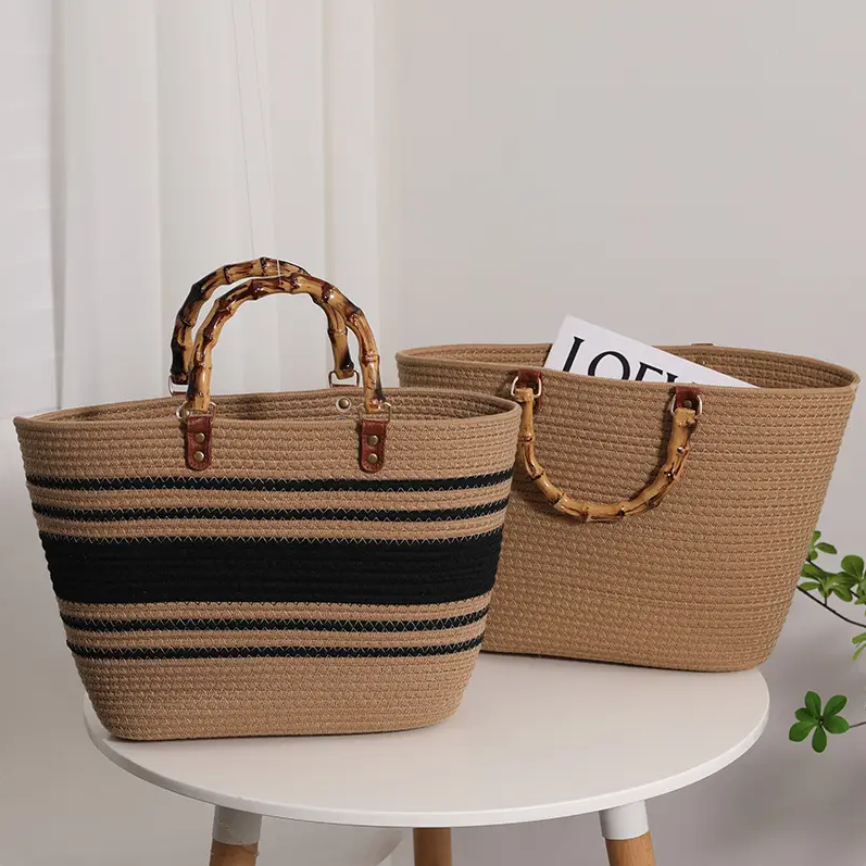 WOVEN TOTE BAG - Black Stripe