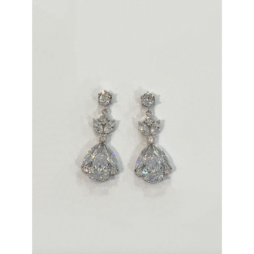 CLAUDIA | Silver Crystal Drop Earring