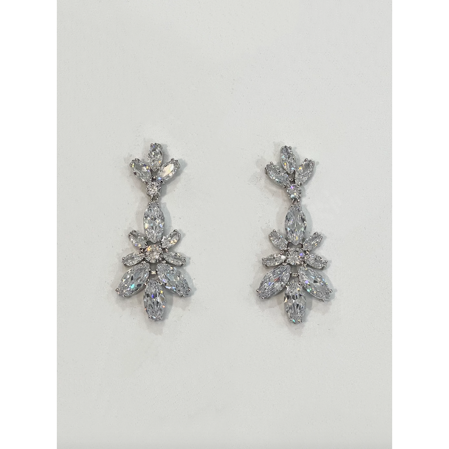 BRIDGETTE | Silver Crystal Drop Earring