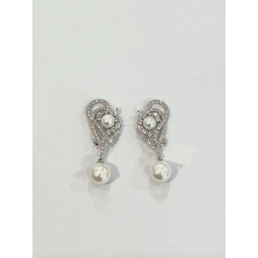 KRISTINA | Silver/Pearl Drop Earring