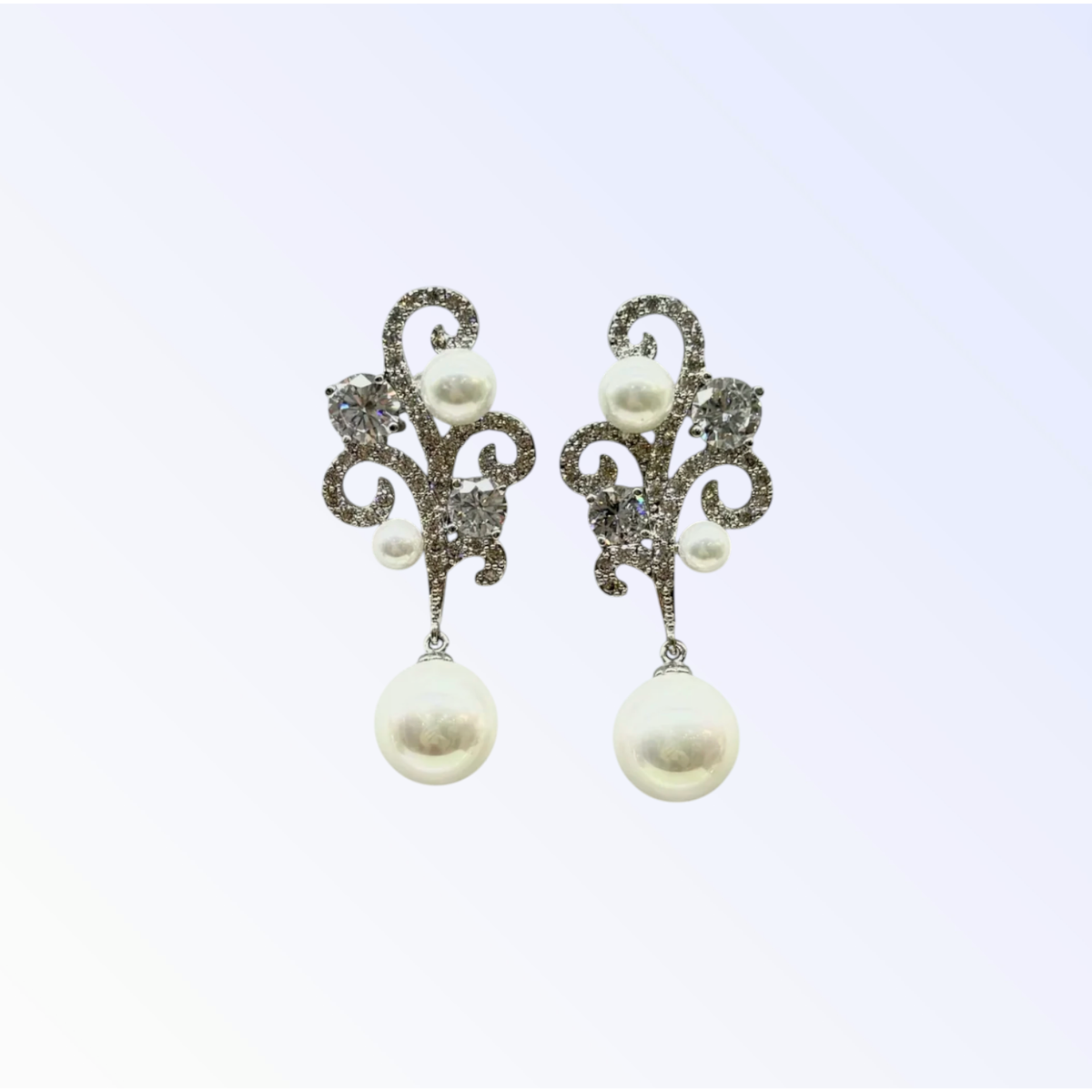 NINA | Silver and Pearl Drop Earring