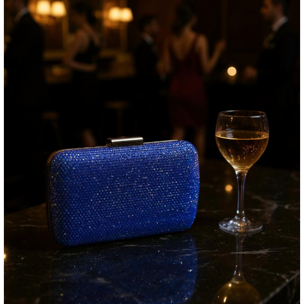 Royal Blue Crystal Clutch