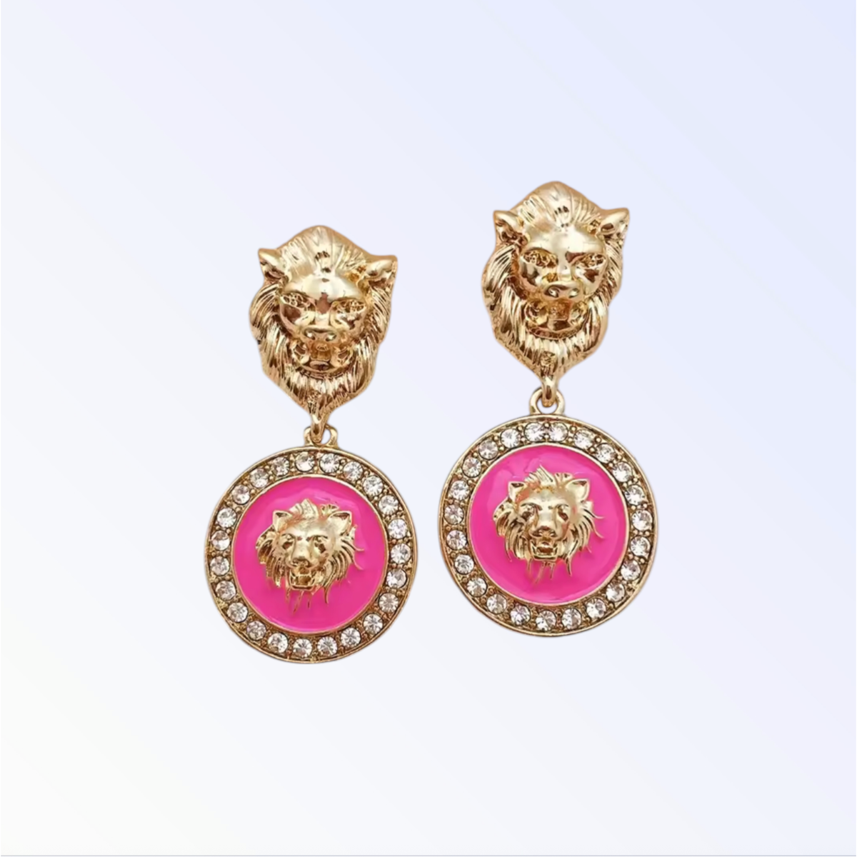 MIA | LION MOTIF EARRINGS - PINK