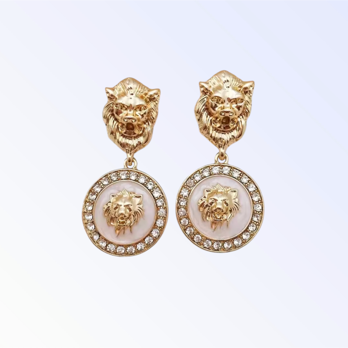 MIA | LION MOTIF EARRINGS - WHITE