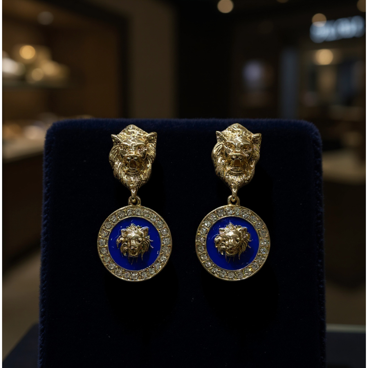 MIA | LION MOTIF EARRINGS - NAVY