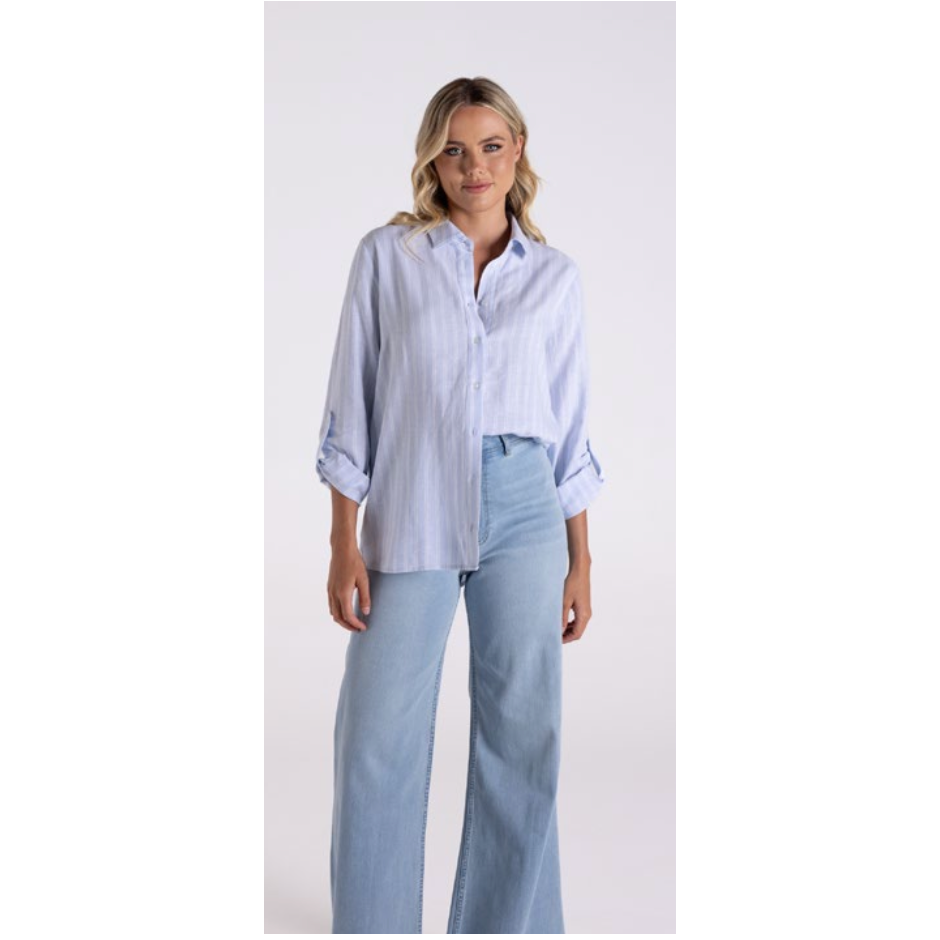 TWO T&#39;s | Linen viscose stripe shirt