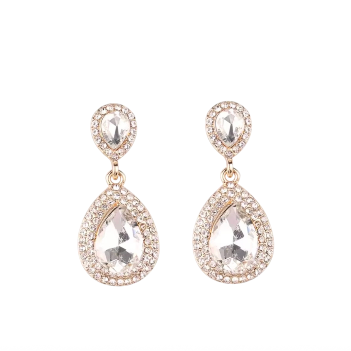 ABIGAILE | TEAR DROP EARRING - Silver/Champagne