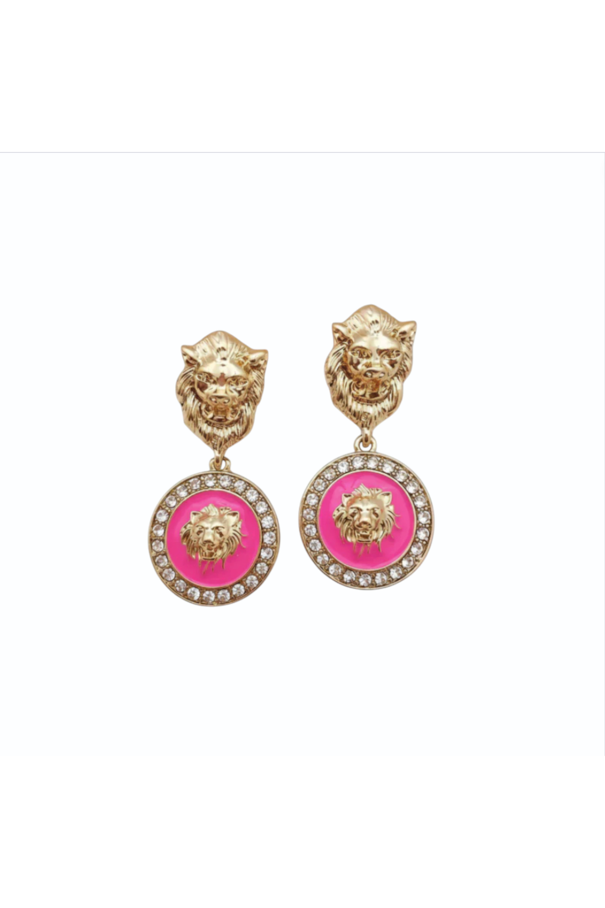 MIA | LION MOTIF EARRING - Pink