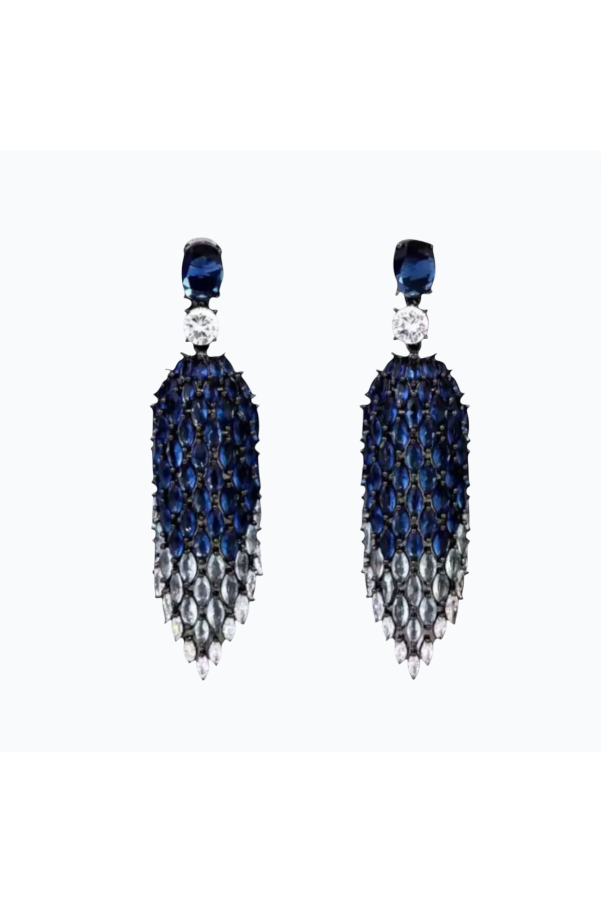 CALYRA | CUBIC ZIRCONIA DROP EARRING - Navy