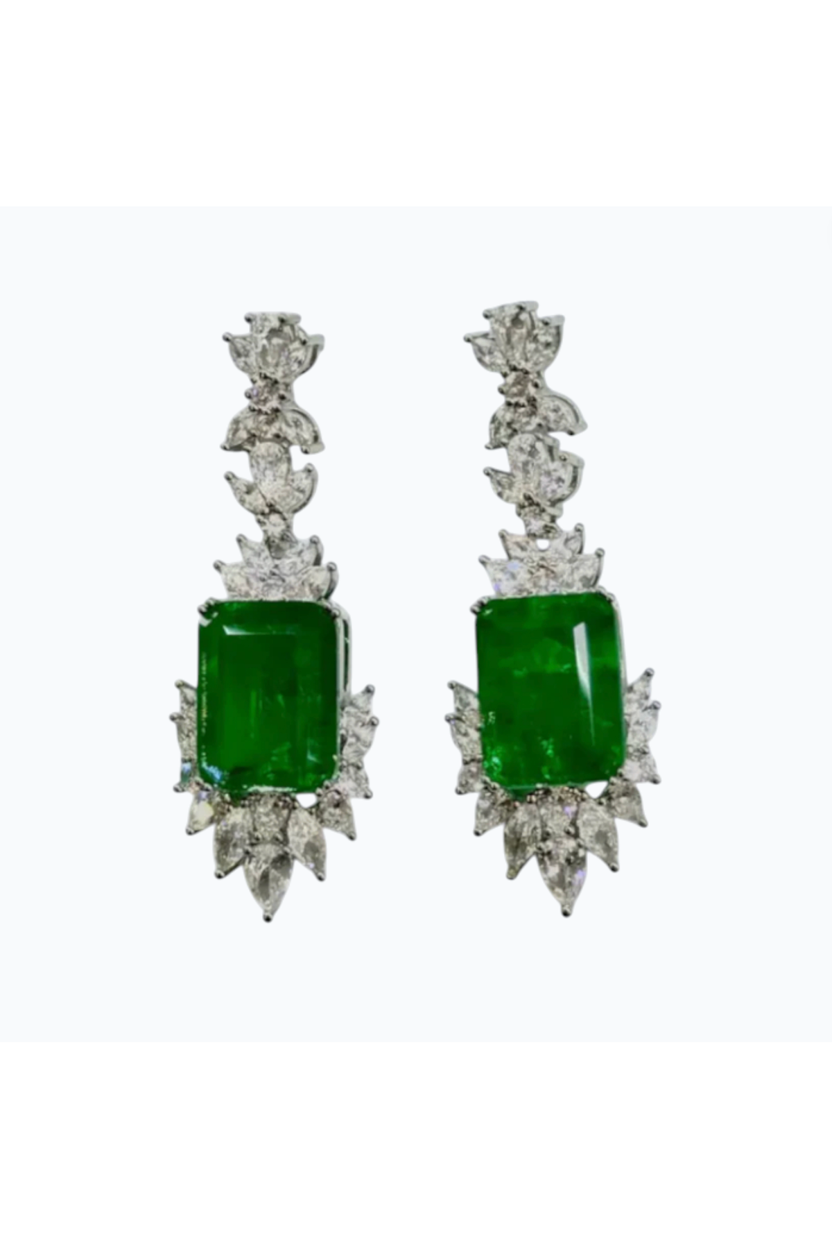 LORELEI | CUBIC ZIRCONIA DROP DOWN EARRING - Emerald