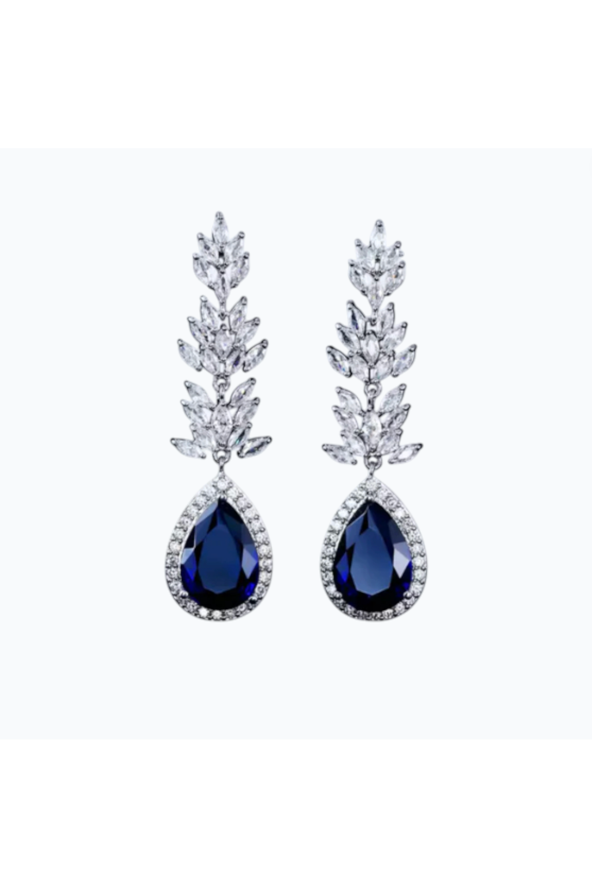 CHLOE | CUBIC DROP EARRING - Navy