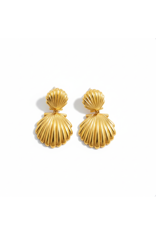 ARIEL | GOLD SHELL EARRING - North Beach Boutique
