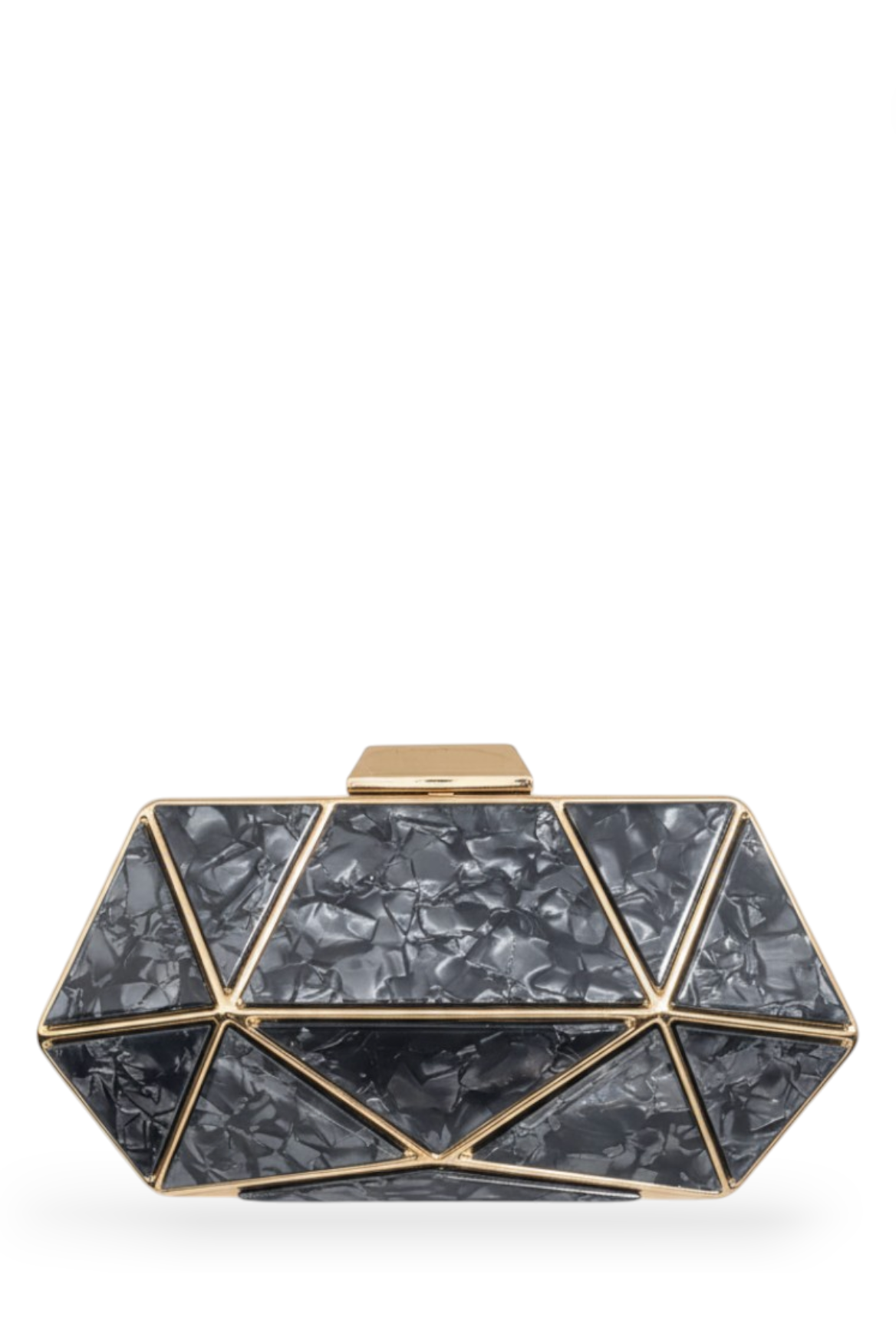 HEXAGONAL MARBLE CLUTCH BAG