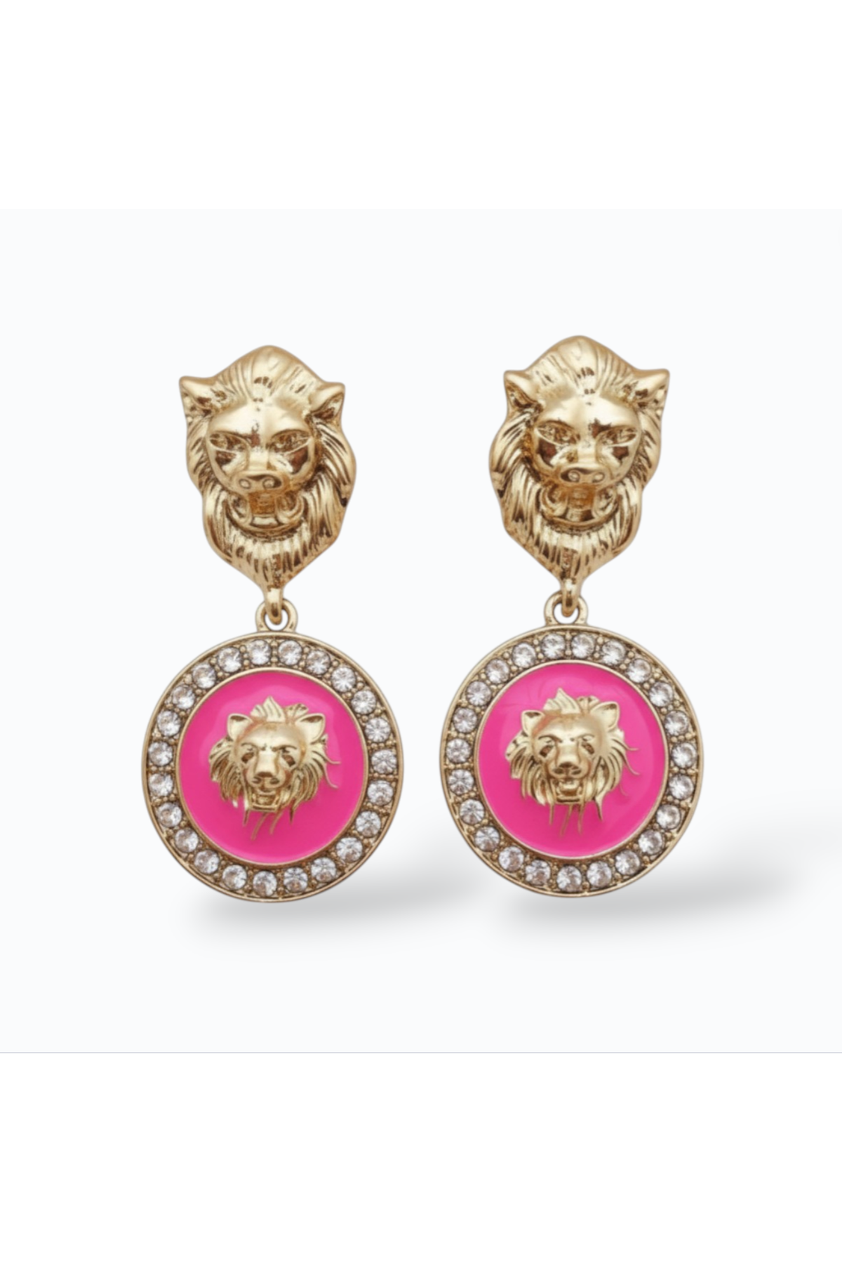 MIA | LION MOTIF EARRING - Pink