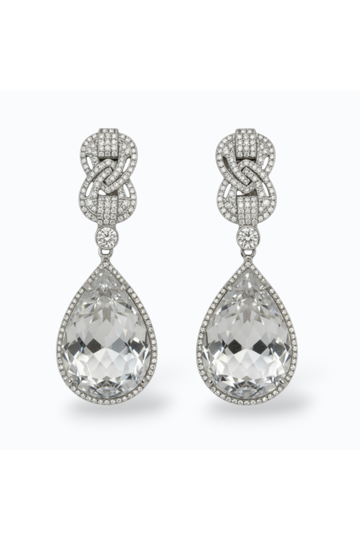 AMELIA | CRYSTAL TEARDROP EARRING - Silver
