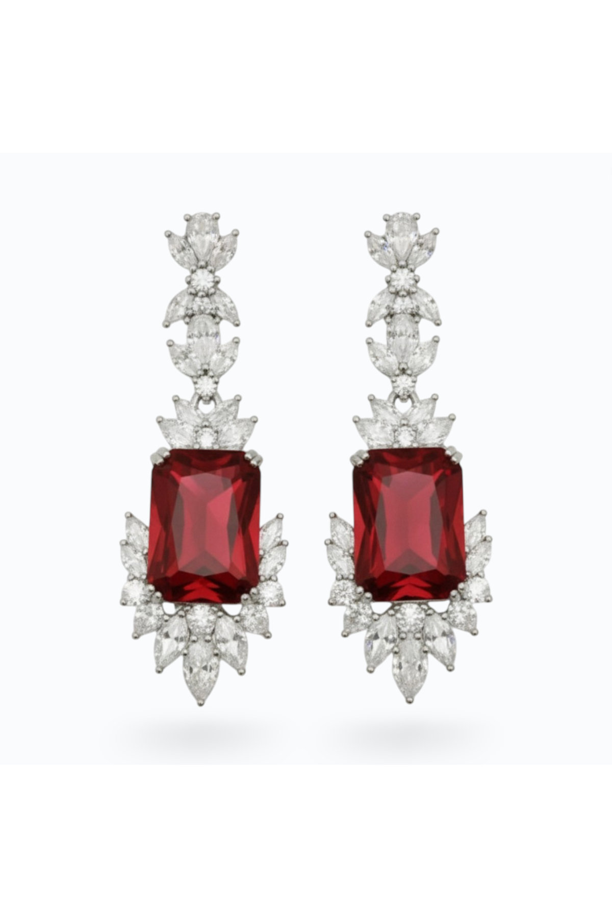 LORELEI | CUBIC ZIRCONIA DROP DOWN EARRING - Scarlet