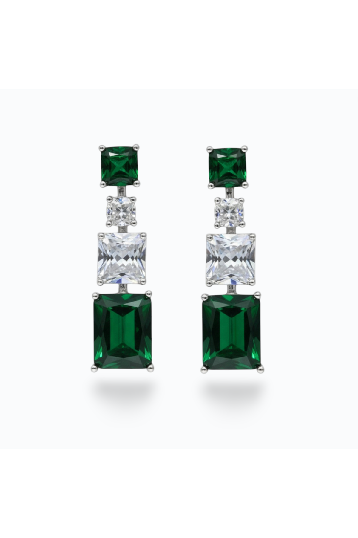 MANDY | SQUARE CRYSTAL EARRING - Emerald