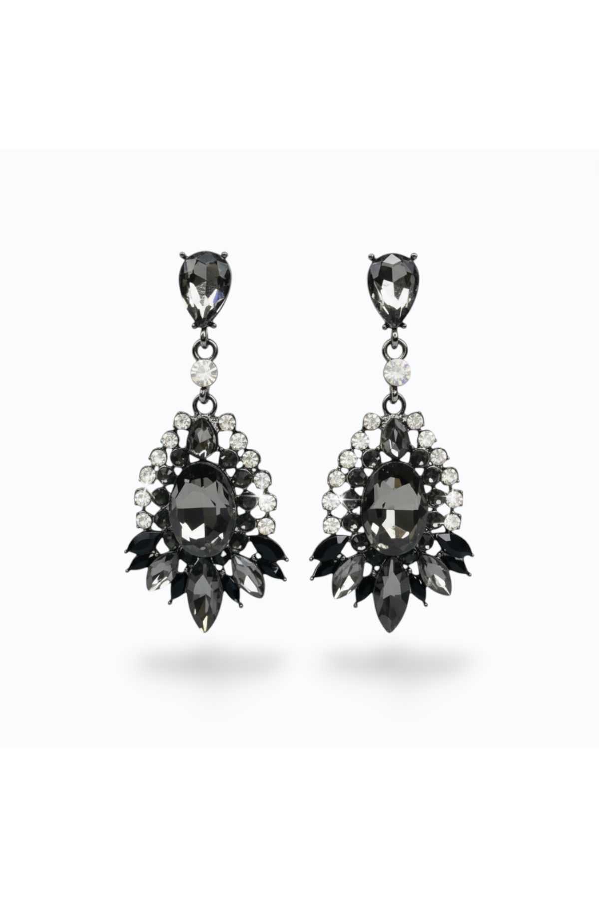 GEORGIA | CRYSTAL EARRING - Gunmetal