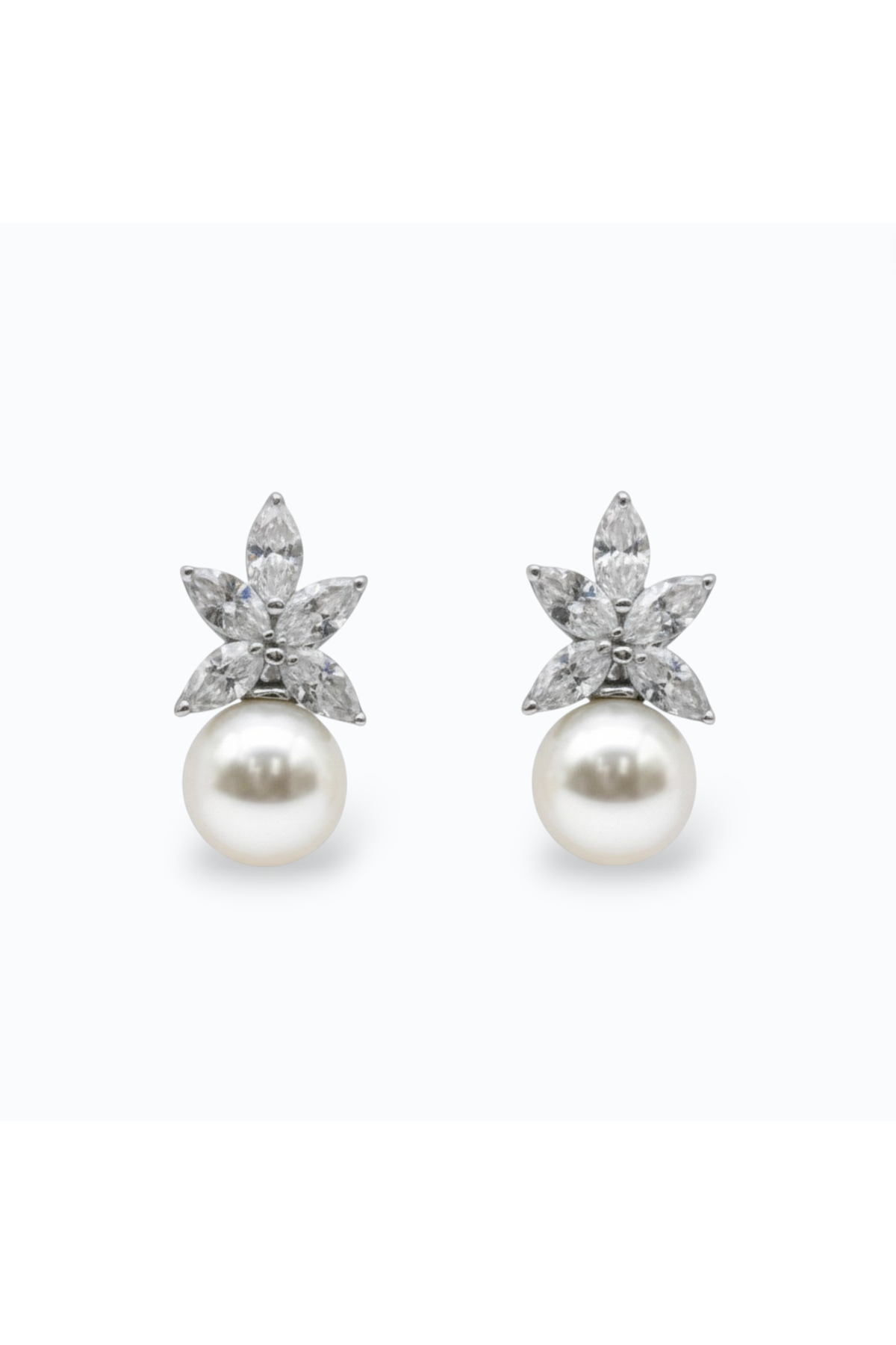 LOUISE | PEARL DROP STUD - Silver
