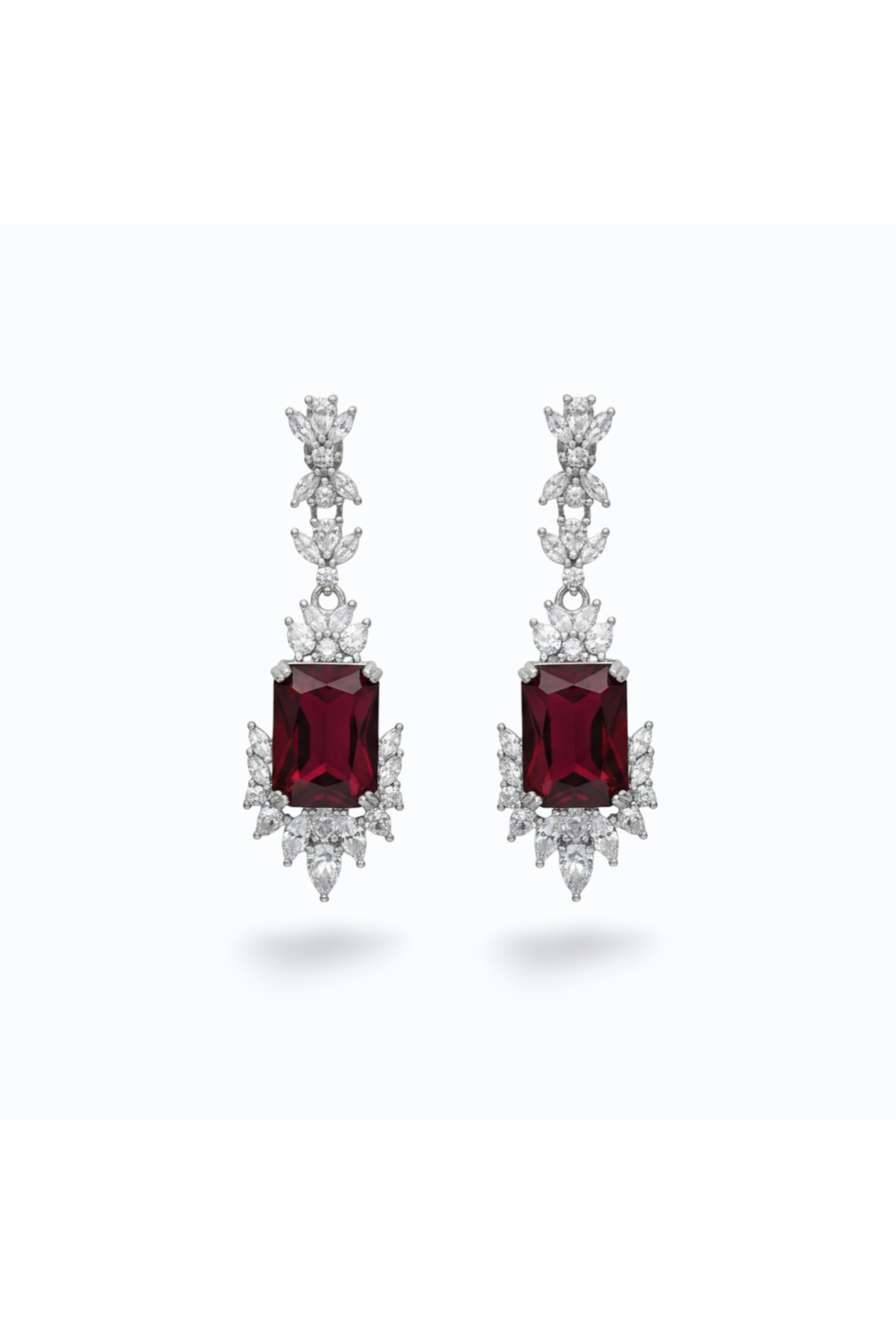 LORELEI | CUBIC ZIRCONIA DROP DOWN EARRING - Scarlet
